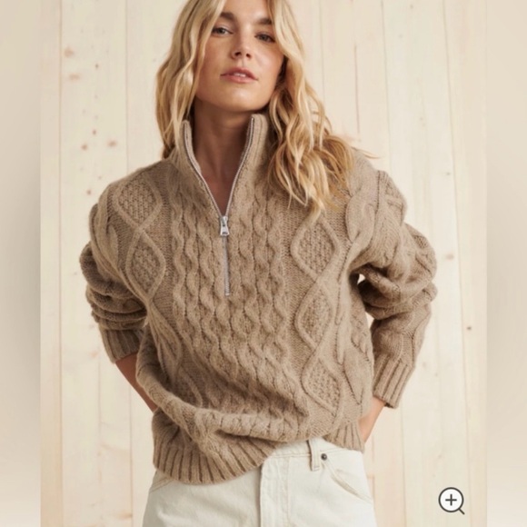 Jenni Kayne Sweaters - Jenni Kayne Cable Half Zip Sweater In Clove Wool Alpaca